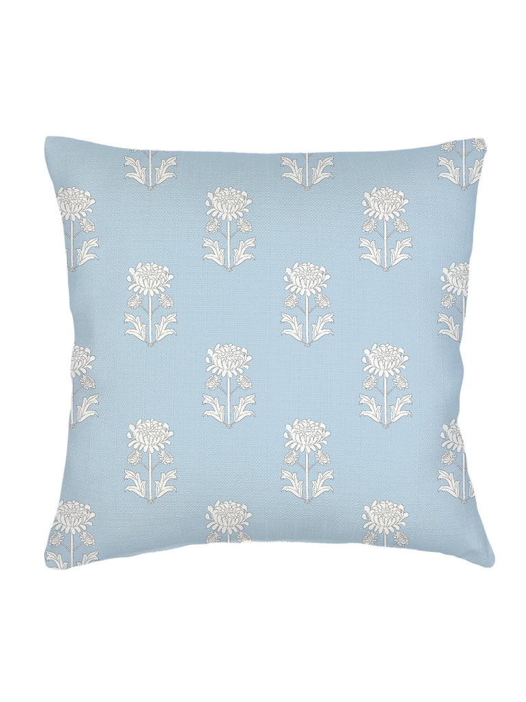 Blue Block Print Linen Pillow - 20 x 20