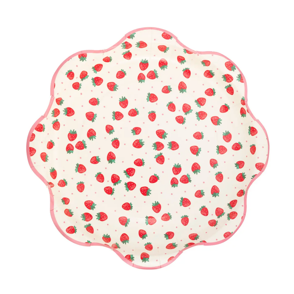 Strawberries Scalloped Paper Plates