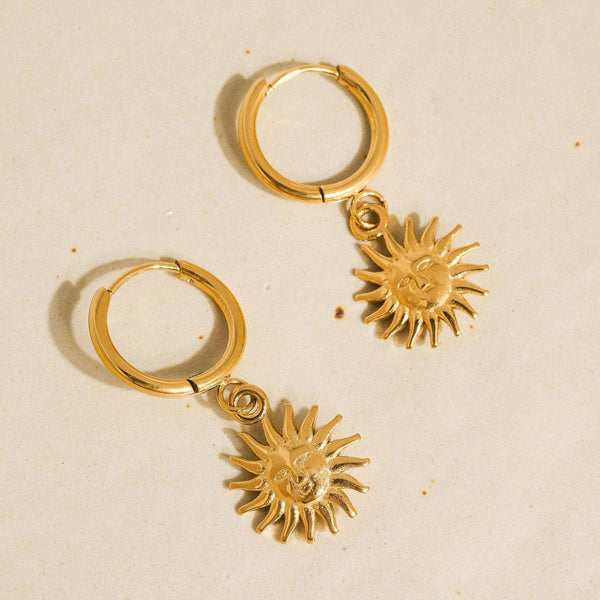 Perthe Sun Hoop Earrings - Gold