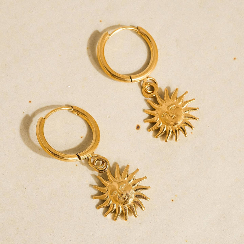 Perthe Sun Hoop Earrings - Gold
