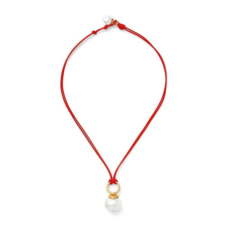 Pebble Pearl Cord Pendant