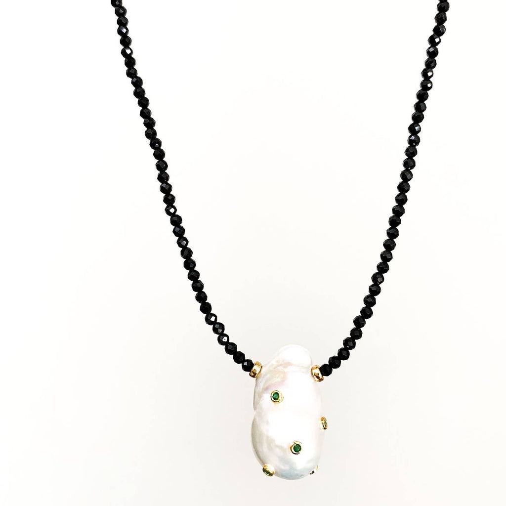 Tiny Spinel Noir Necklace