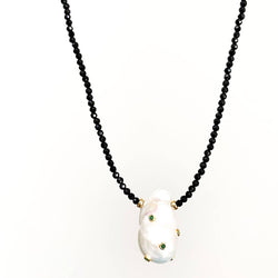 Tiny Spinel Noir Necklace