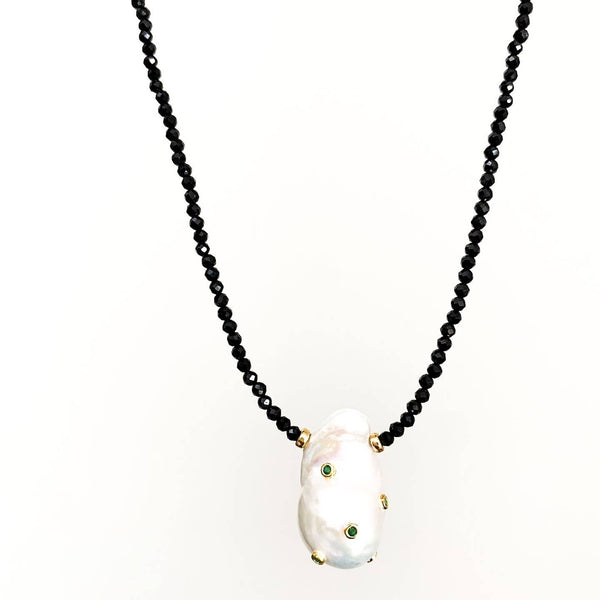 Tiny Spinel Noir Necklace
