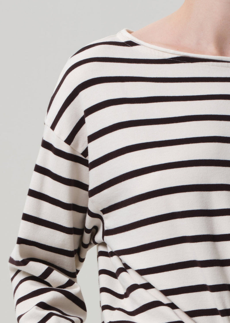 Boat Neck Long Sleeve - Chocolate Stripe