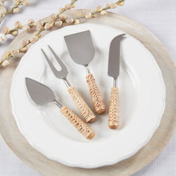 Wicker Cheese Knives Set - Natural