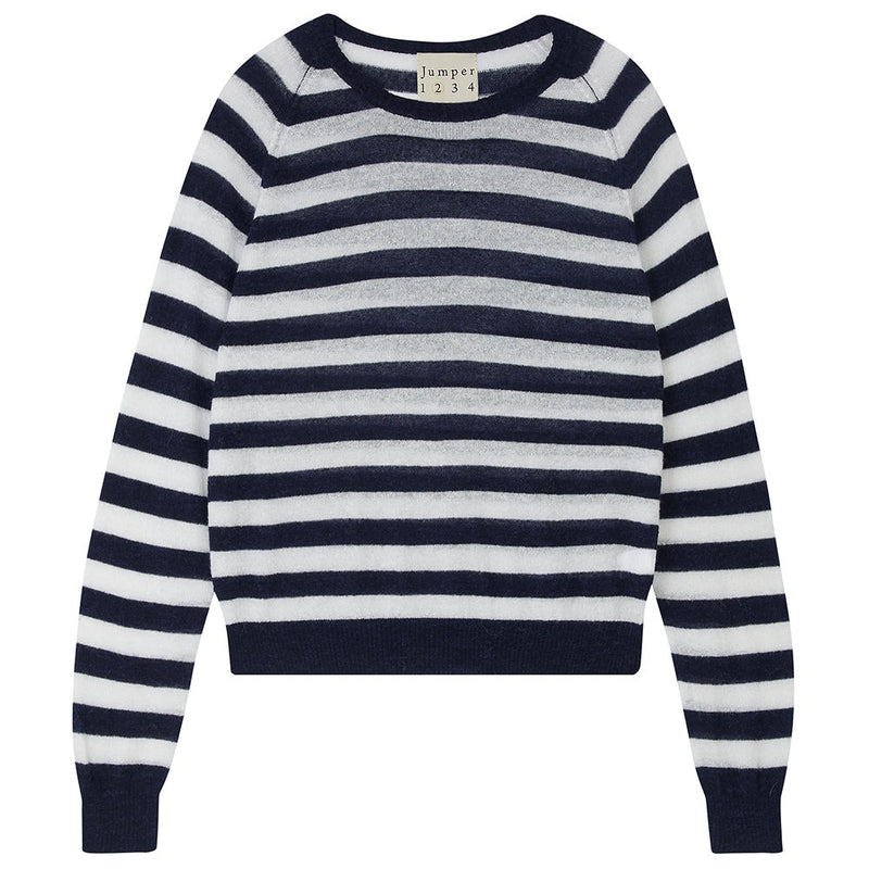 Stripe Crew Sweater - Navy/Cream