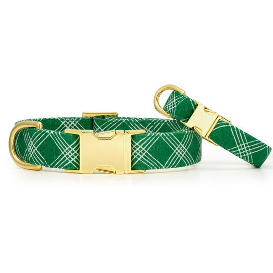Foggy Dog Emerald Plaid Dog Collar
