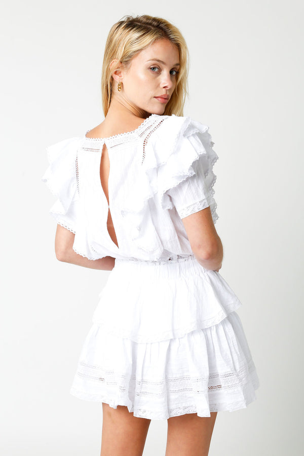 Bria Tiered Ruffle Dress - White