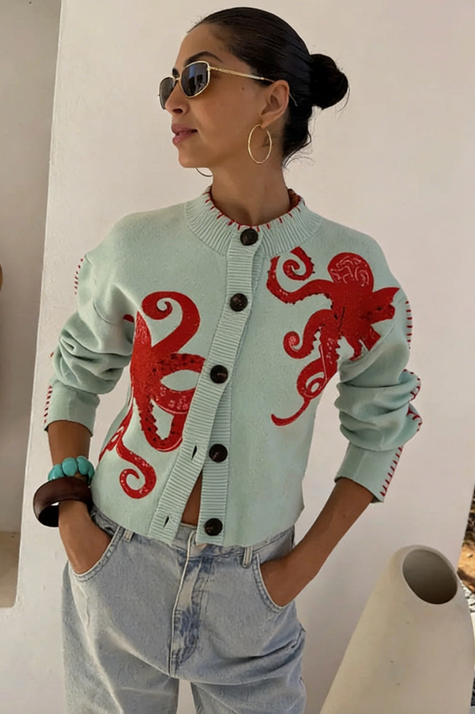 Octopus Embellished Cardigan