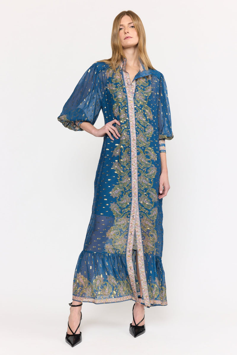 Agatha Dress - Prussian Paisley
