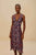 Navy Blue Boho Floral Scarf Midi Dress