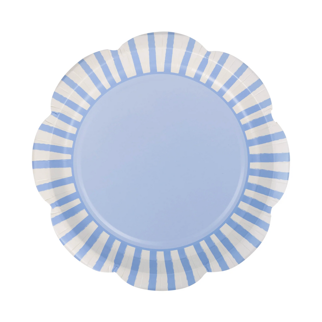Blue Stripe Scallop 9" Paper Plates