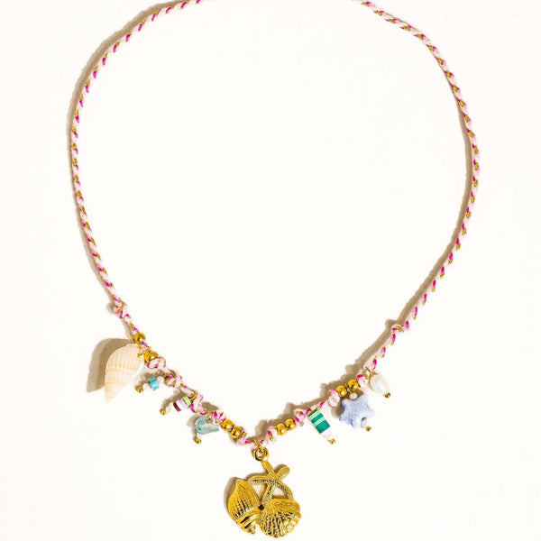 Summer Rope Charm Necklace - Pink