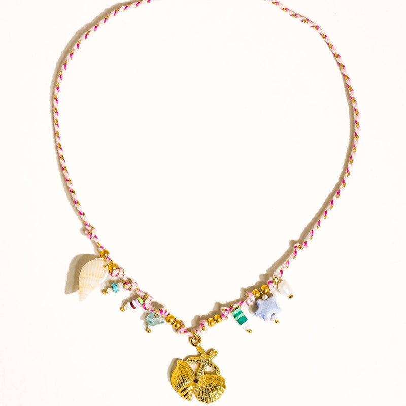 Summer Rope Charm Necklace - Pink