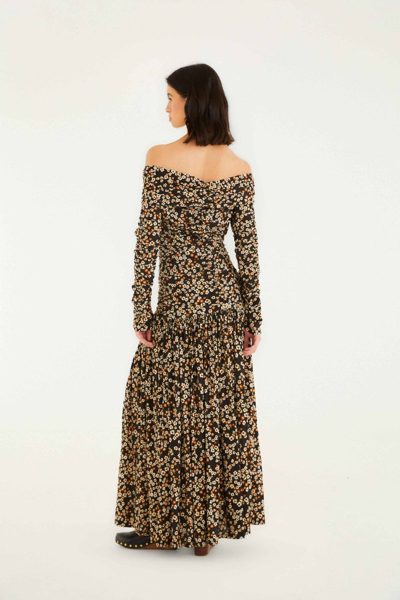 Tiny Flowers Long Sleeve Maxi Dress