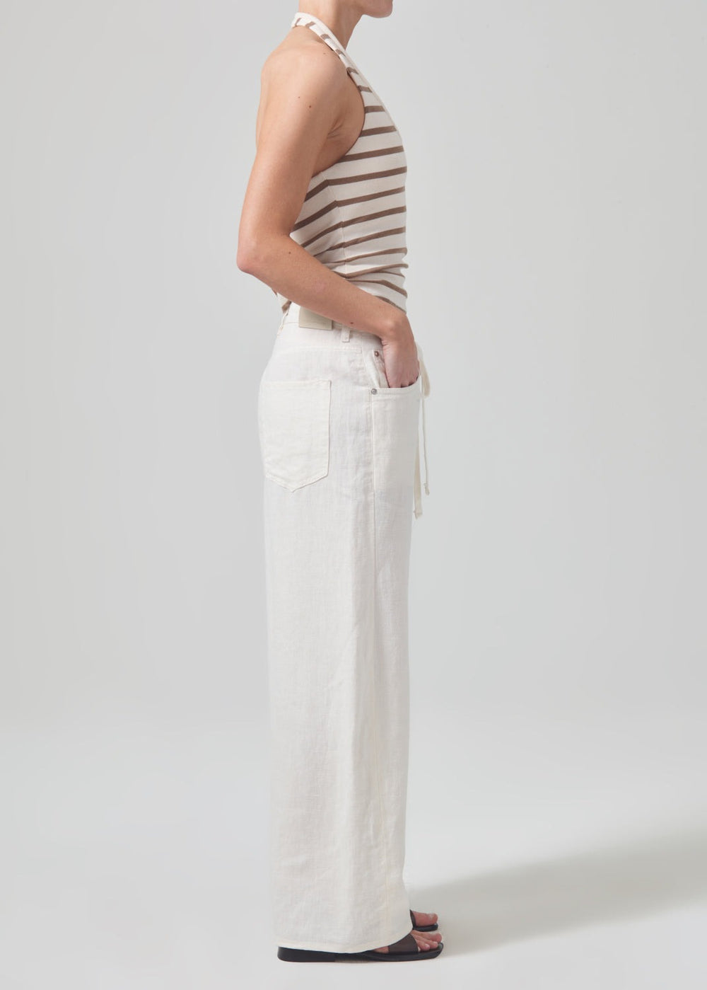 Brynn Drawstring Linen Trouser - Vanilla – Nell
