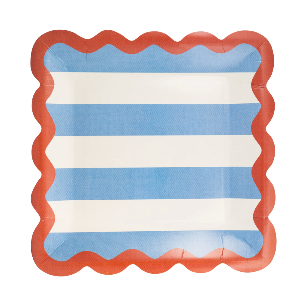 Hamptons Stripes 9" Ric Rac Rim Paper Plates
