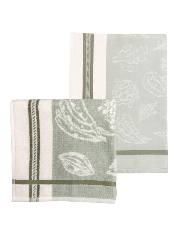 Epicurean Delights Kitchen Towel Set - Veggie Green