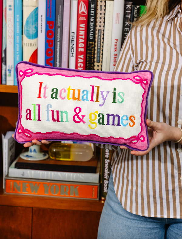 Fun & Games Needlepoint Pillow