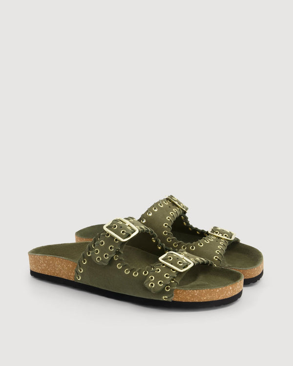 Ema Suede Sandals - Army Green