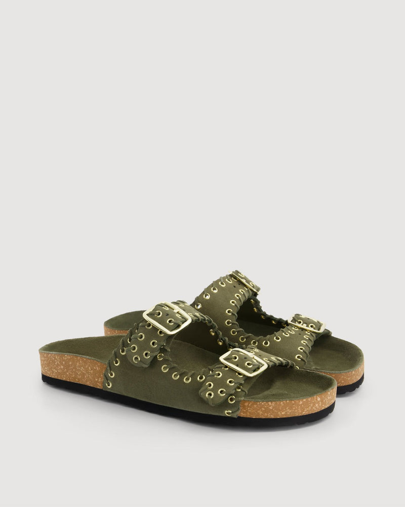 Ema Suede Sandals - Army Green