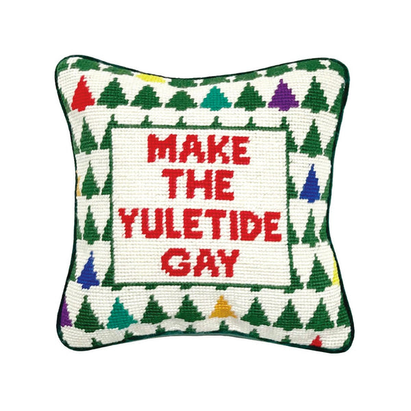 Furbish Studio Yuletide Gay Needlepoint Pillow