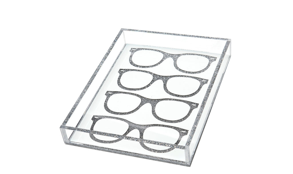 Glasses Tray - Silver Glitter