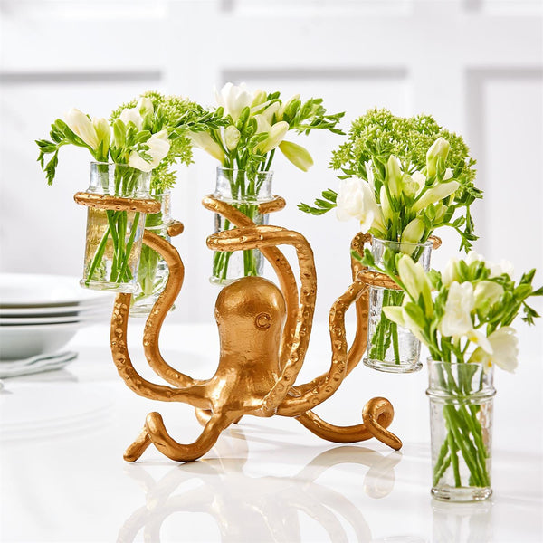 Golden Bronze Octopus Shot Glass Holder