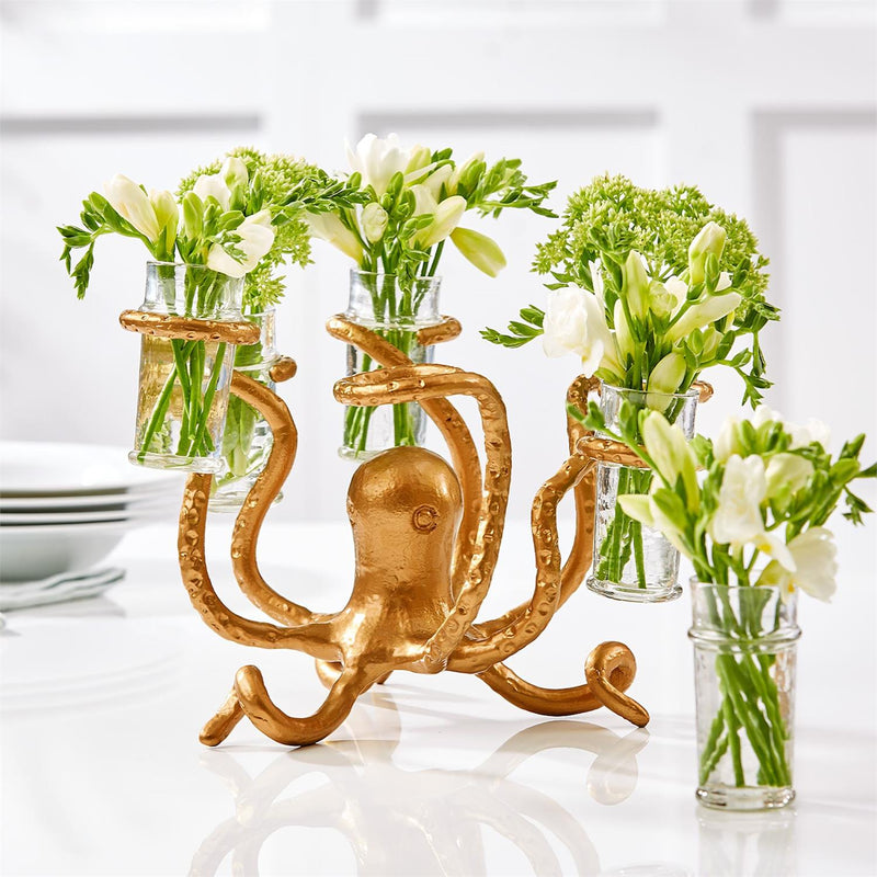 Two's Company Golden Bronze Octopus Shot Glass Holder