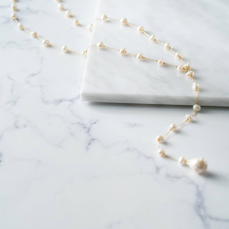 Lariat Pearl Rosario Necklace