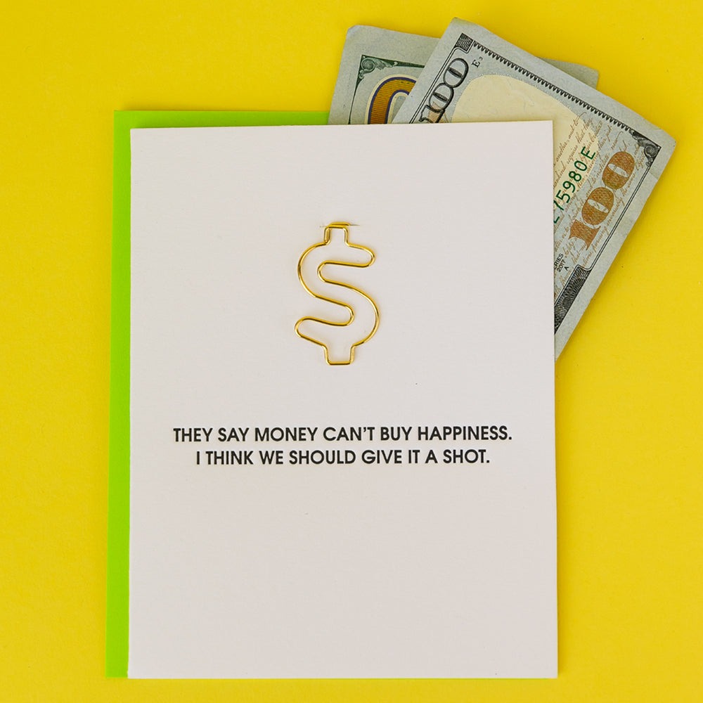 Money Can't Buy Happiness Paperclip Card