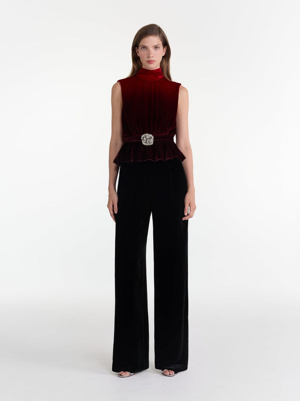 Fleur Velvet Top - Ombre Rouge