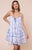 Juliet Dunn Johri Mirror Loose Strappy Mini Dress - White/Blue