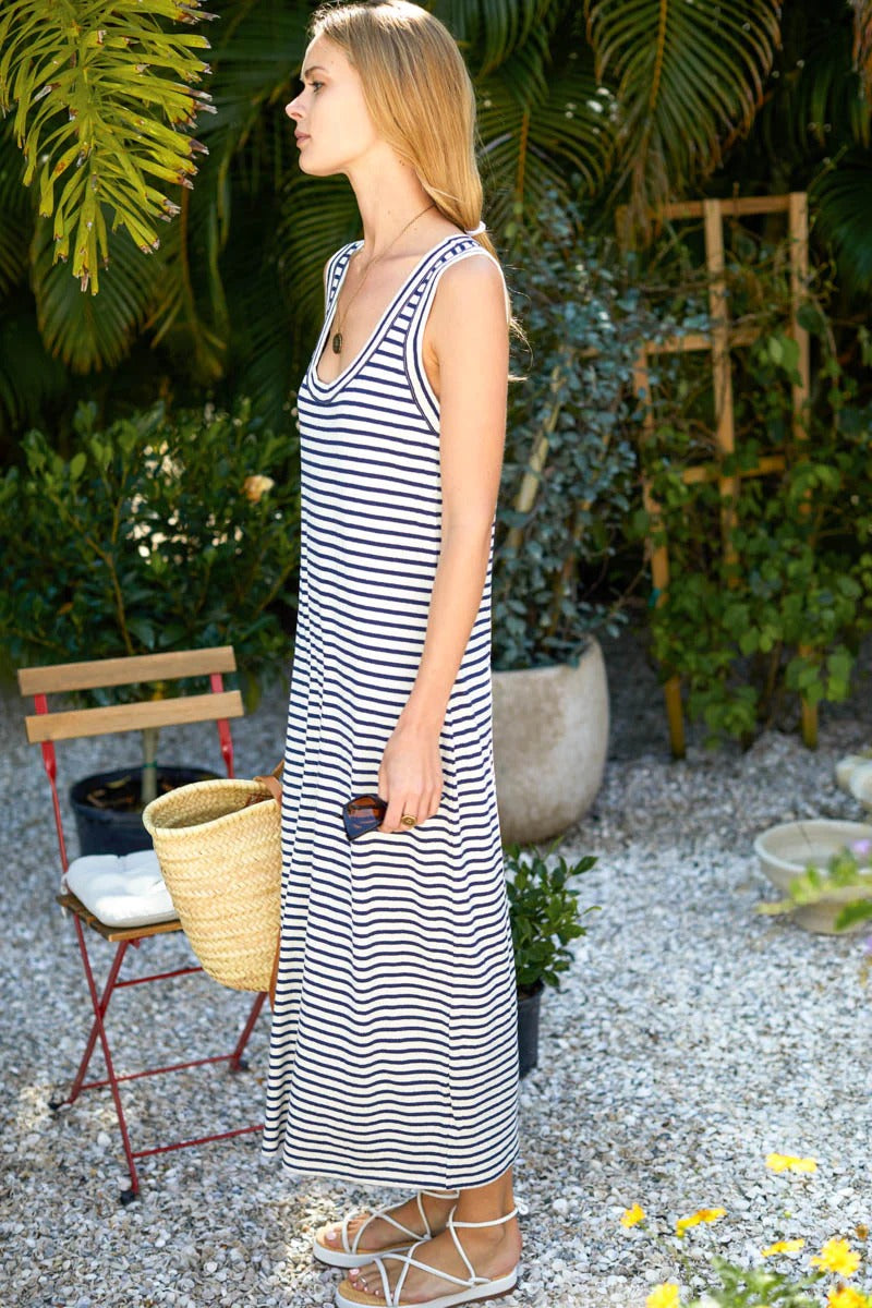 Emerson Fry Go To Tank Dress - Navy Stripe