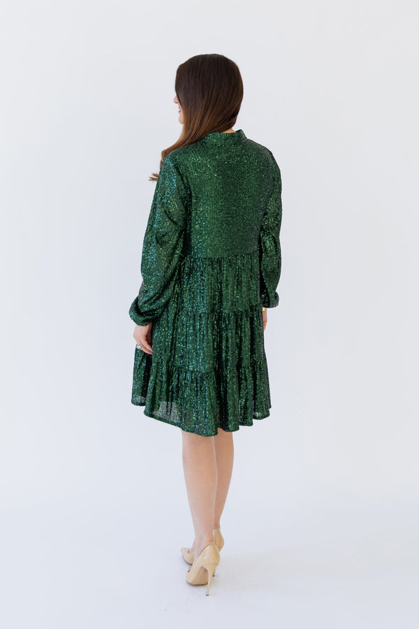 Sail to Sable Sequin Charlotte Dress - Emerald