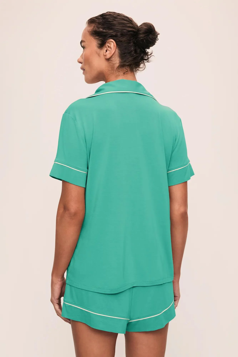 Gisele Relaxed Short PJ Set - Oasis Green/White