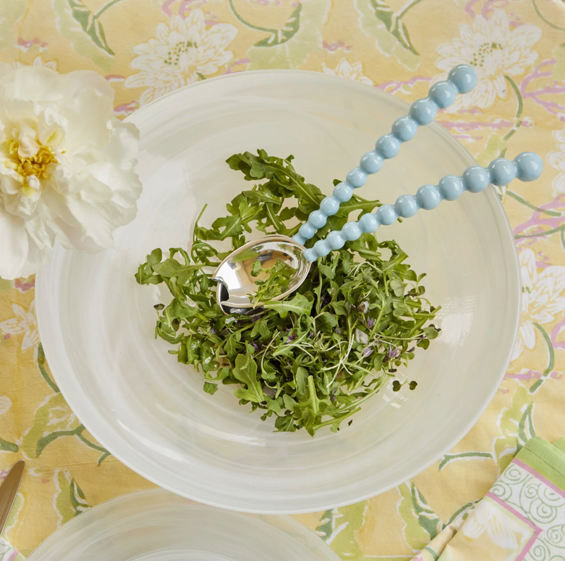 Aqua Pearled Salad Servers