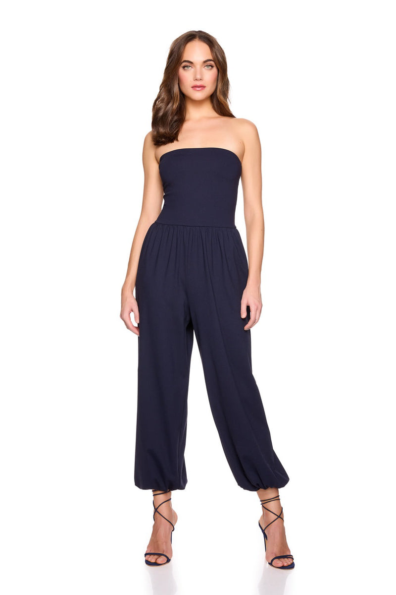 Tube Gathered Ankle Jumpsuit - Midnight