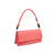 Pink handbag with a beaded handle on a white background