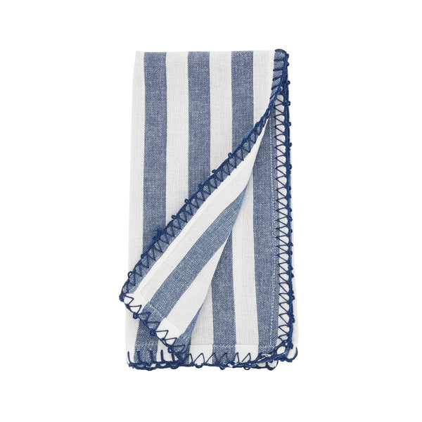 Striped Whipstitch Pom Pom Napkin Set