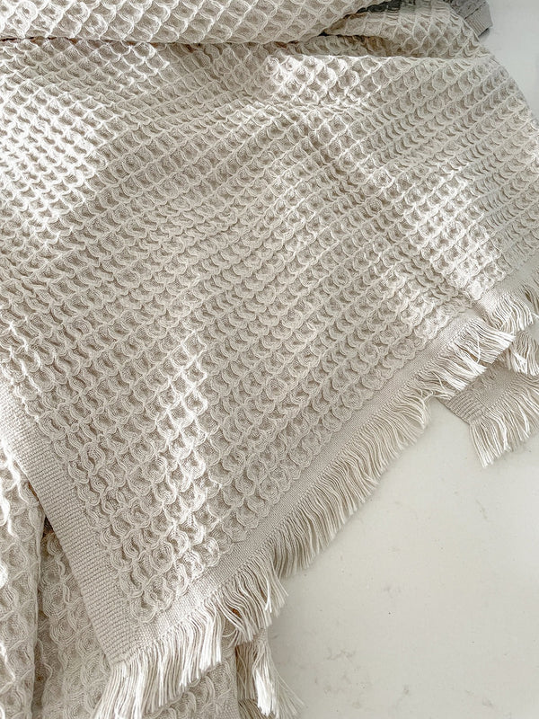 Anaya Turkish Cotton Waffle Throw - Antique Beige