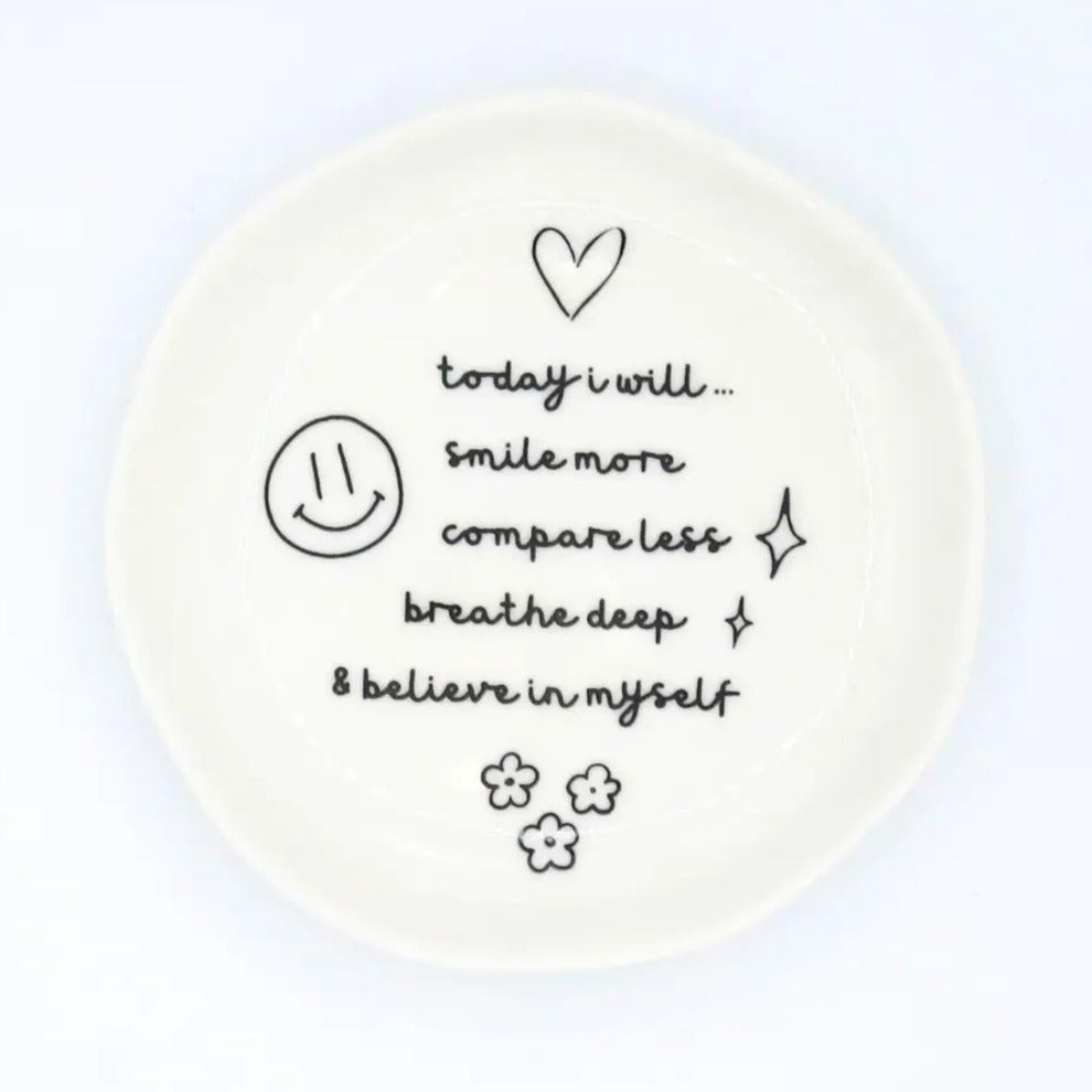 Today I Will Smile More Round Trinket Tray
