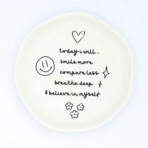 Today I Will Smile More Round Trinket Tray