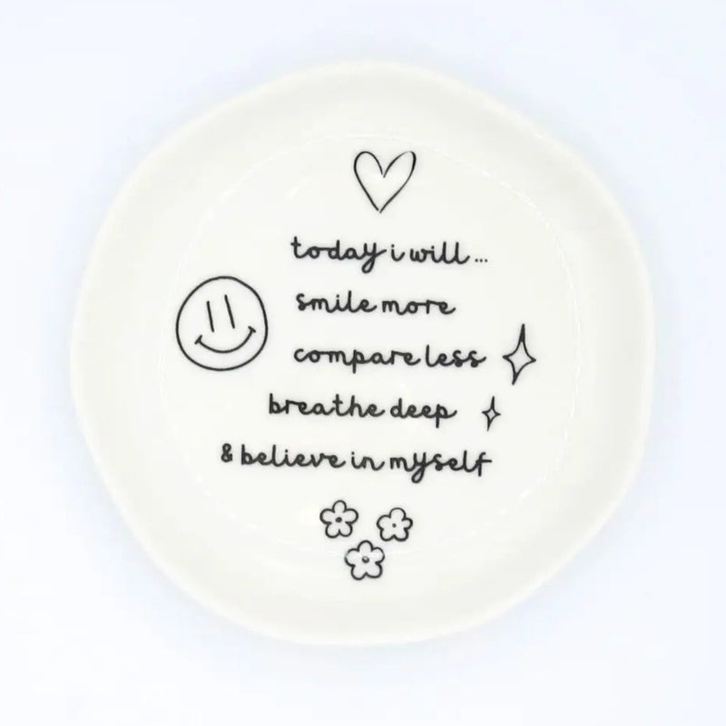 Today I Will Smile More Round Trinket Tray