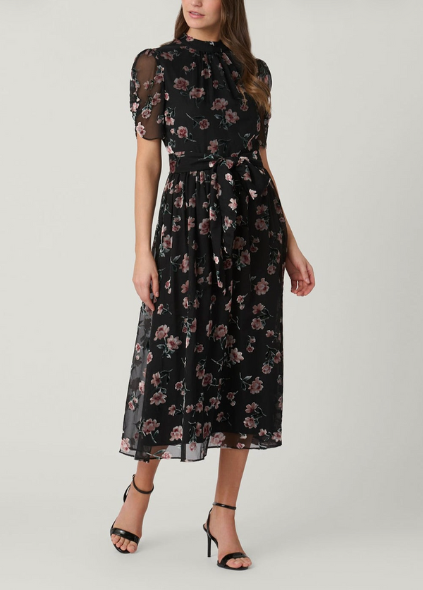 Brittany Dress - Jet/Mauve Multi