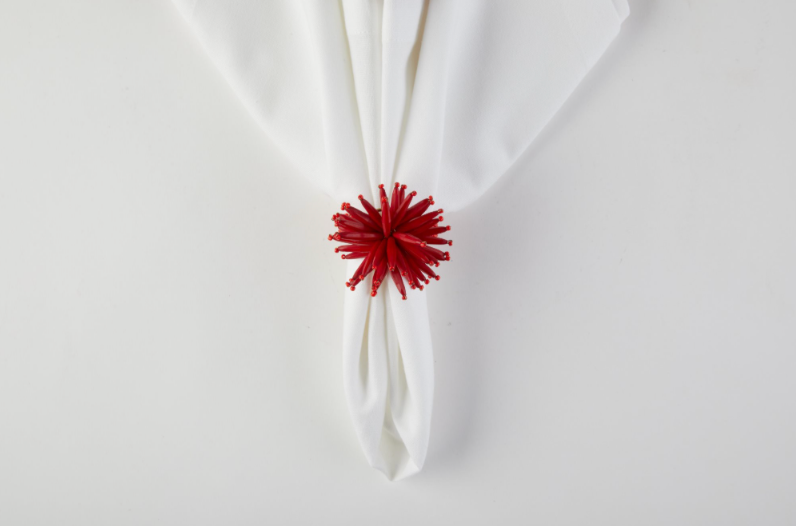 Spike Napkin Ring Set - Red