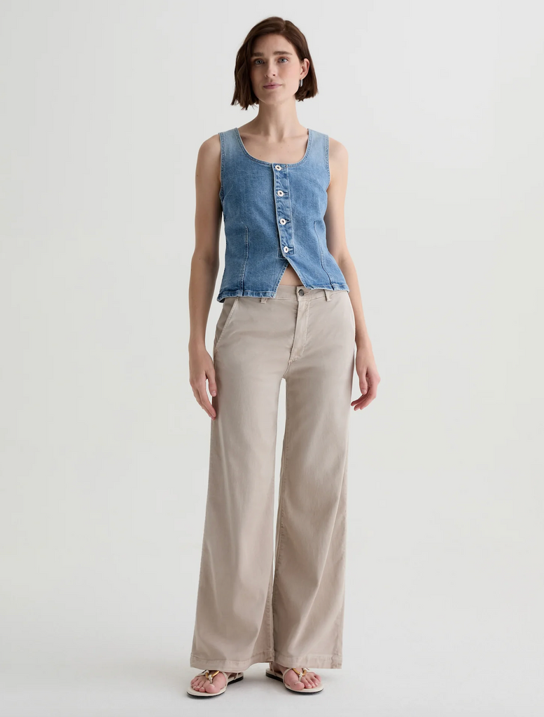 Caden Wide Leg Trouser - Sulfur Simple Taupe