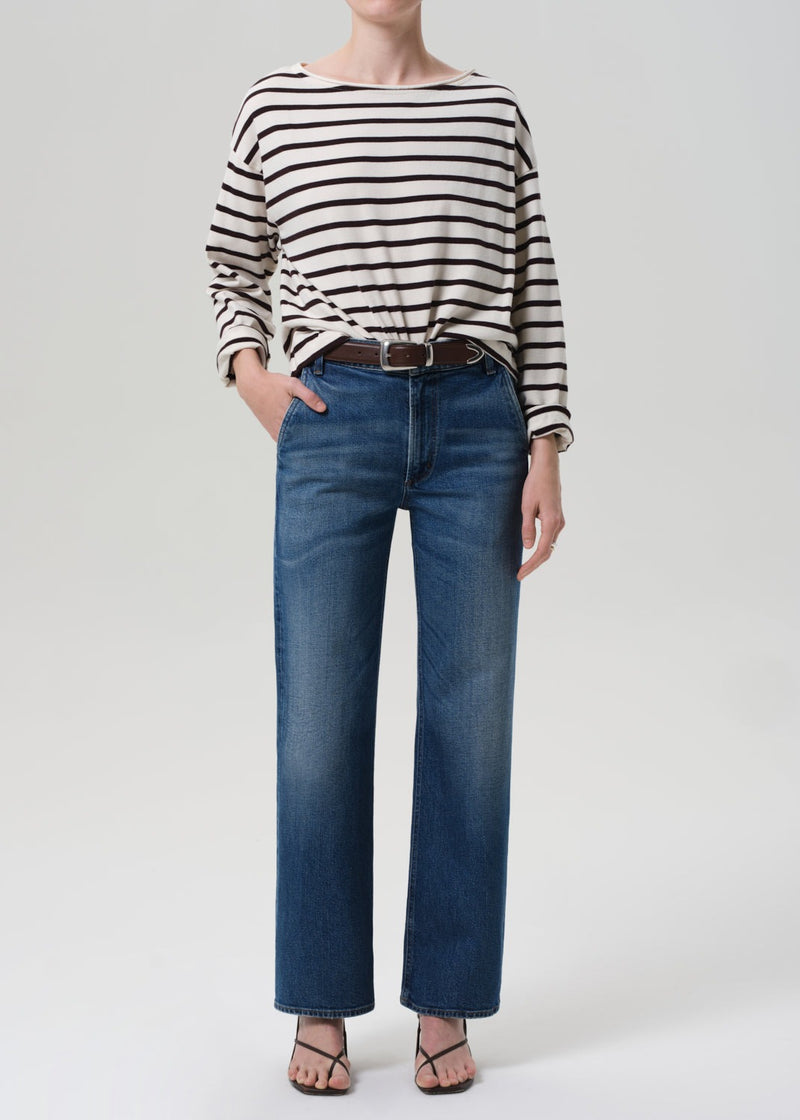 Boat Neck Long Sleeve - Chocolate Stripe