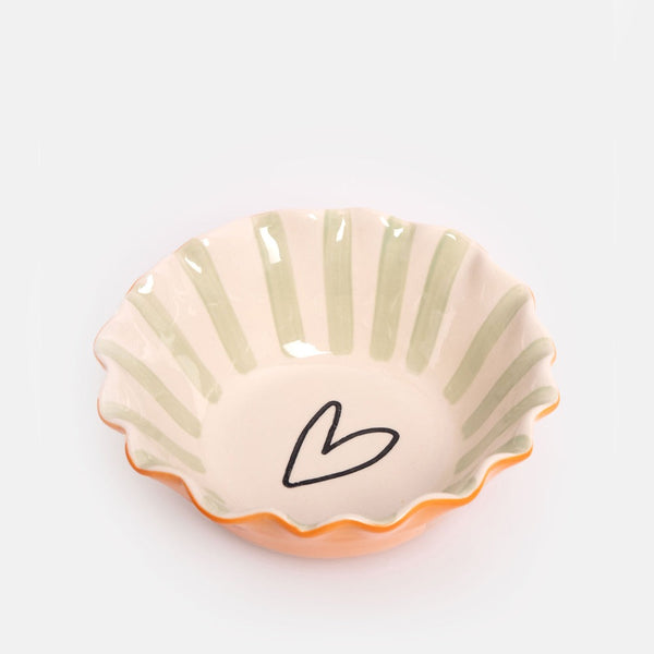 Orange Scallop Edge Hearts Cereal Bowl